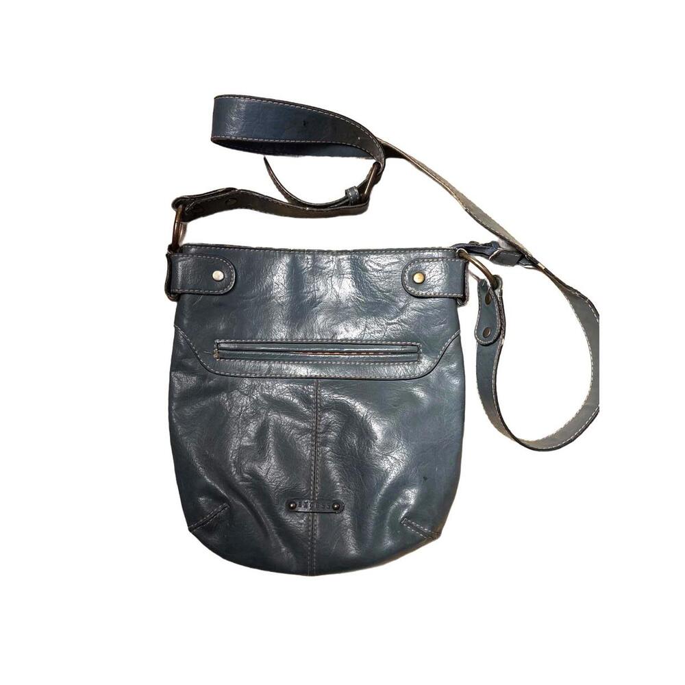 Axcess Liz Claiborne Company Crossbody Faux Leather Blue Hobo Purse Hand Bag
